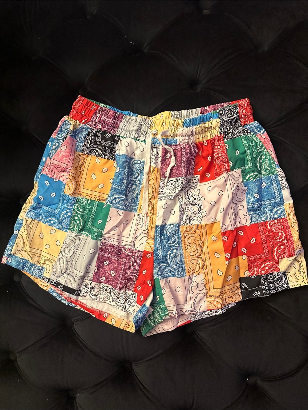 SHEIN Multicolor Patchwork Bandana Print Athletic Shorts